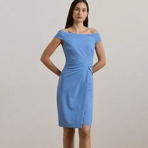 Ralph Lauren Elegant One-Shoulder Dress in Sky Blue